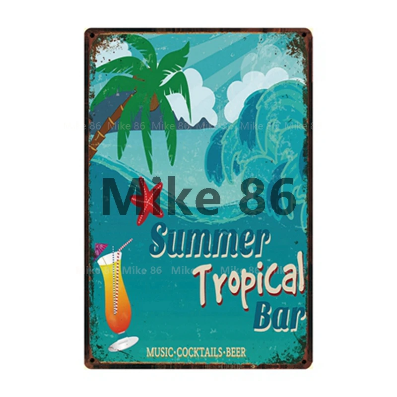 [Mike86] Добро пожаловать в TIKI BAR ALOHA летний лагерь металлический знак оловянный плакат домашний Декор Бар настенная живопись 20*30 см размер DD-16 - Цвет: y-2516