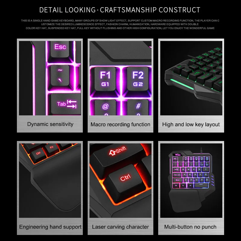 

Mechanical One-handed Keyboard Ergonomic Left Hand Backlit Gaming Keypad AS99