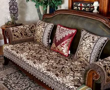 Styl europejski luksusowa poduszka na sofę antypoślizgowa skórzana poduszka na sofę pokrowiec na ręcznik możliwość dopasowania narożnik Home Decor tanie tanio CN (pochodzenie) As description H5063 Połączenie zestaw Haftowane Żakardowe Floral Sofa przekroju chenille