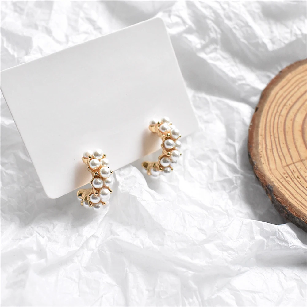 

2019 New Vintage Japan Korean Hoop Earrings For Women Handmade Sweet Simulated Pearl Circle Jewelry Pendientes Gifts