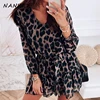 NANKEY 2022 Spring Leopard Series Casual Chiffon Dress Wrist Sleeve V Neck Women Party Mini Dress Elegant Summer Beach Vestidos ► Photo 2/5