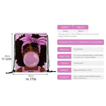 

Cute African Girl Drawstring Bag Sports Gym Daypack Swimming School Backpack Shopping Pack
