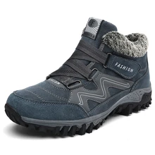 Брендовые мужские замшевые Теплые ботильоны на меху; кожаные мужские ботинки; мужские зимние водонепроницаемые ботинки; большие размеры 38-46