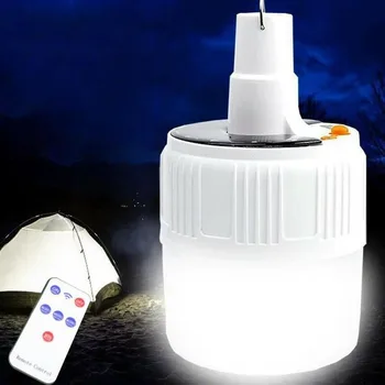 

Outdoor Emergency Light 42 LED Rechargeable Light With Remote Control PC Lampshade Stainless Steel Hook 5 Modes Light