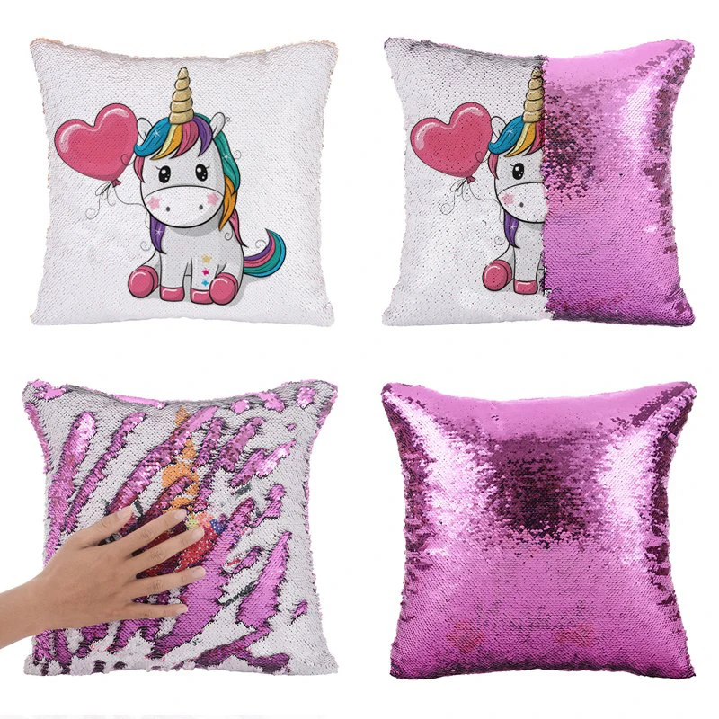 

Super Shining Magical Unicorn Cushion Cover sequin Reversible Pillowcase Throw Pillow Case Unicorn Cushion Cover