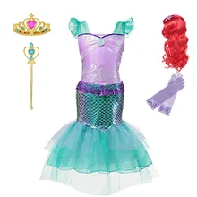 Comic Con/Костюм Русалки для косплея для девочек; летняя праздничная одежда для макияжа; детский наряд принцессы Ариэль на Хэллоуин
