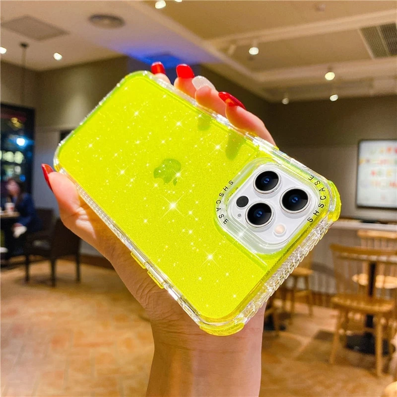 3-in-1 Shining Glitter Shockproof Bumper Phone Case with Soft Back Cover