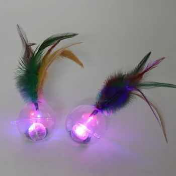 

Pet Cat Vibrating Flashing Light Feather Tumbler Ball Interactive Flashing Magic Ball Toy Light Pet Chasing Training Cat Ball