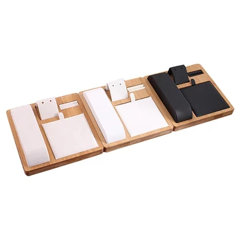 

Multi-Function Bamboo Jewelry Display Stand Necklace Ring Earring Bracelet Pendants Display Tray Organizer Holder Showcase