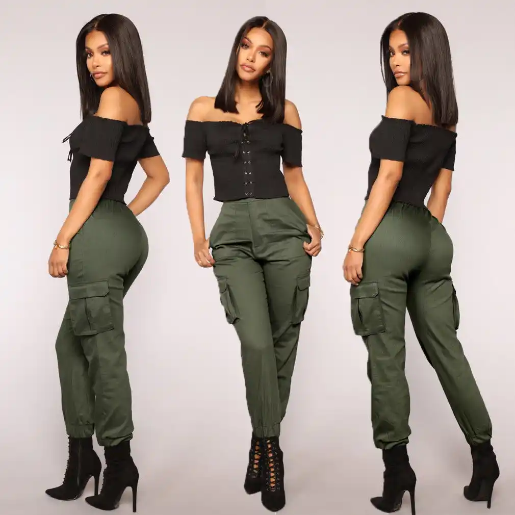ladies stretch cargo trousers