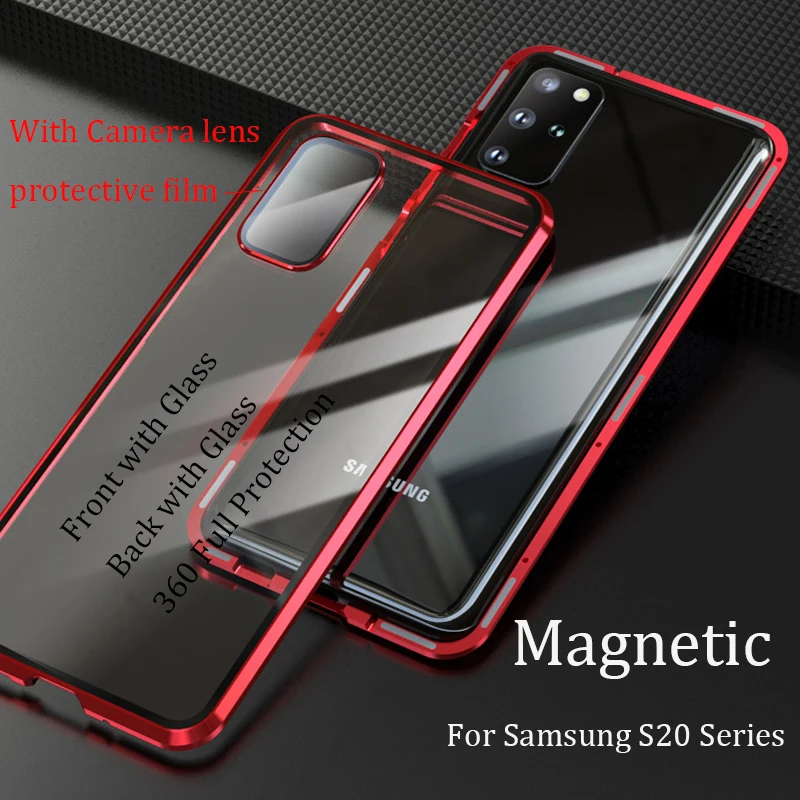 Магнитный чехол для телефона Samsung Galaxy S20 Ultra из закаленного стекла Plus с пленкой
