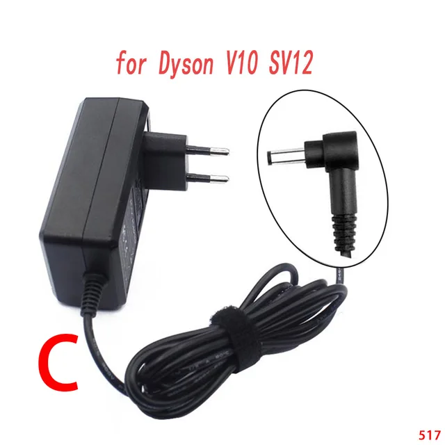 1 Piece EU plug Power Charger Adapter for Dyson DC30  DC31  DC34  DC35  DC44 DC45 DC56 DC57  Vacuum Cleaner Parts V10 SV12