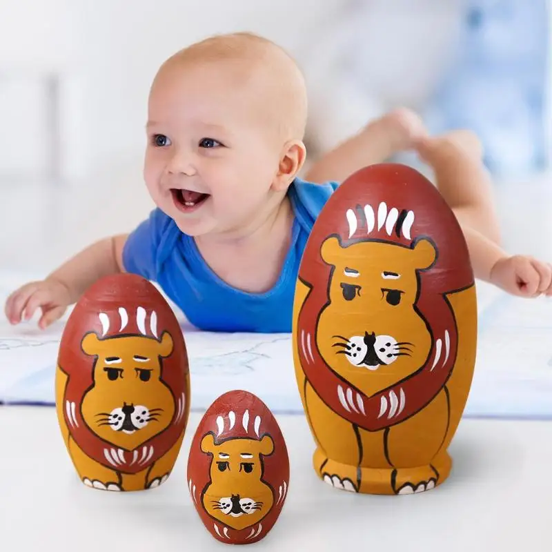 5 шт. липа русская Matryoshka куклы Лев гнездовой кукольный орнамент подарок русская традиционная особенность этнический стиль унисекс