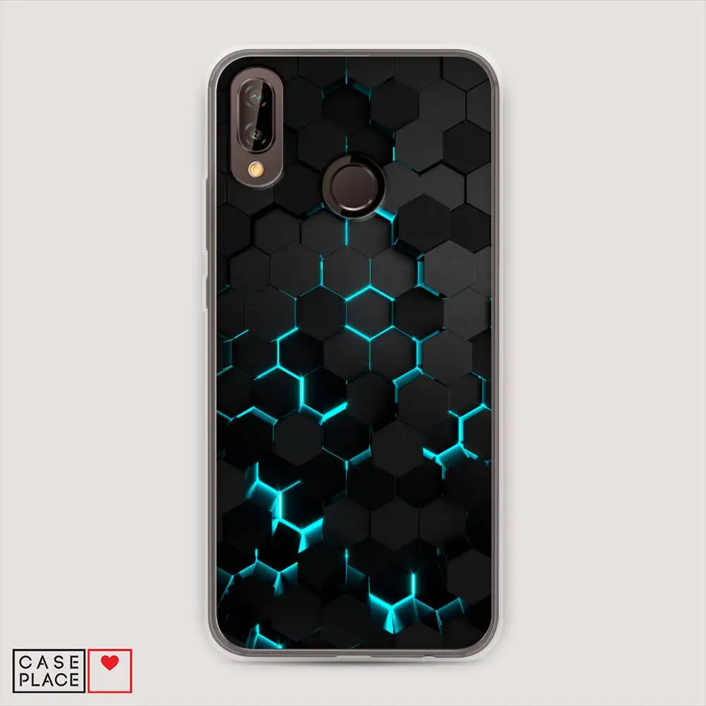 Чехол Силиконовый для Huawei Nova 3 Соты бирюзовые защитная накладка бампер тонкая