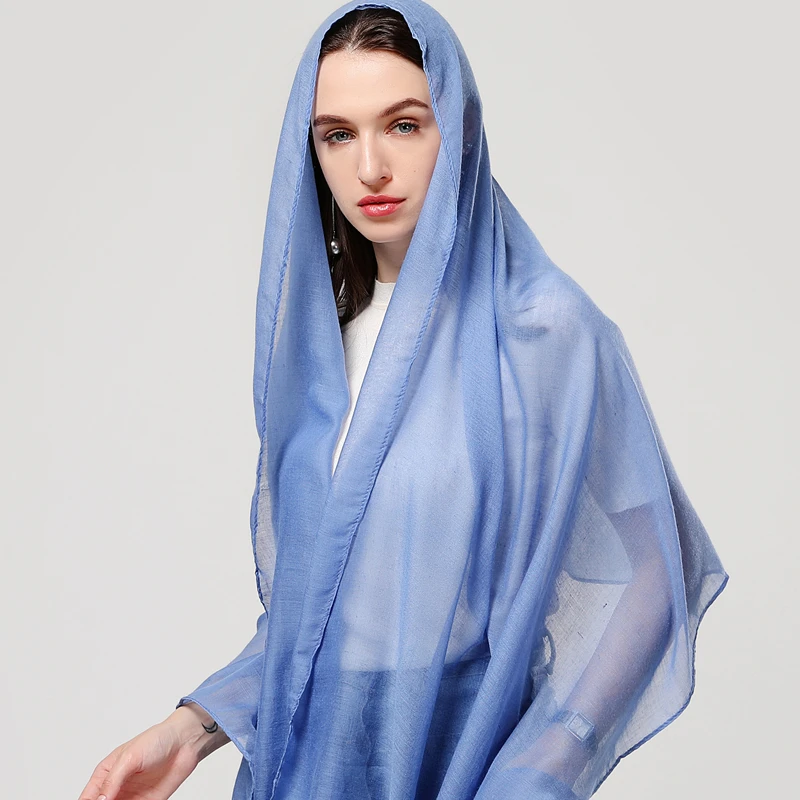 

2020 New Plain Bubble Cotton Scarf for Women Soft Hijab Solid Foulard Shawls Wraps Winter Scarves Stole