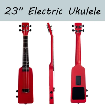 

23" Ukulele Creative Bottle Shape Okoume Electric Ukulele Ukelele Kit with Tuner Carrying Bag 3.5mm Cable Strings Picks