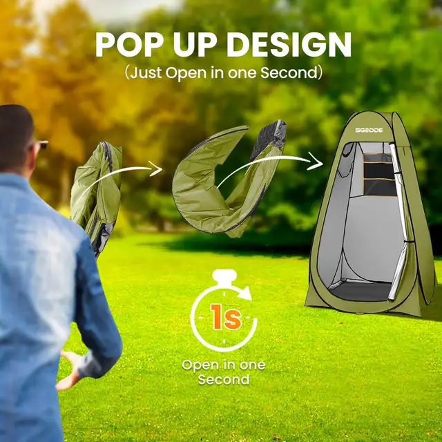 Outdoor SGODDE Portable Camping Tent Shower Bath Changing Fitting Room Rain Shelter Single Camping Beach Privacy Toilet 4