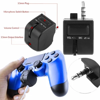 

3.5mm Audio Jack Headset Adapter with Mic On/Off Switch + Volume Control for PlayStation 4 for PS4 Controller Game Machine Props