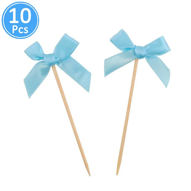First Birthday One Cupcake Topper 1st Years Boy Girl DIY Party Decorations 1 Year Old Baby Birthday Decor Kids 10pcs blue bow