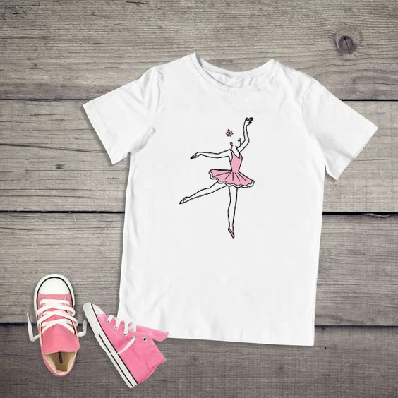 Летняя детская модная футболка в стиле Харадзюку для девочек; Футболка с принтом танцоров балета; Детские Забавные футболки для девочек; топы с короткими рукавами; одежда