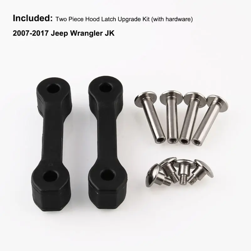 

For jeep Wrangler JK 2007-2017 Black Hood Latch Upgrade Kit Stops Shake Rattle