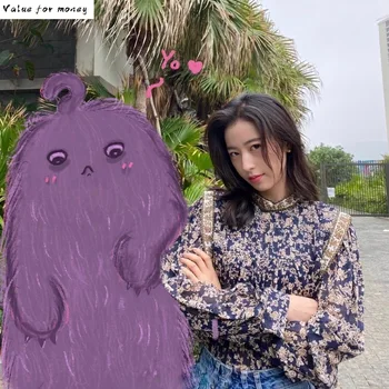 

2020 Shirt Women Spring / Summer New Striped Colorblock Loose Floral Long Sleeve Blouses