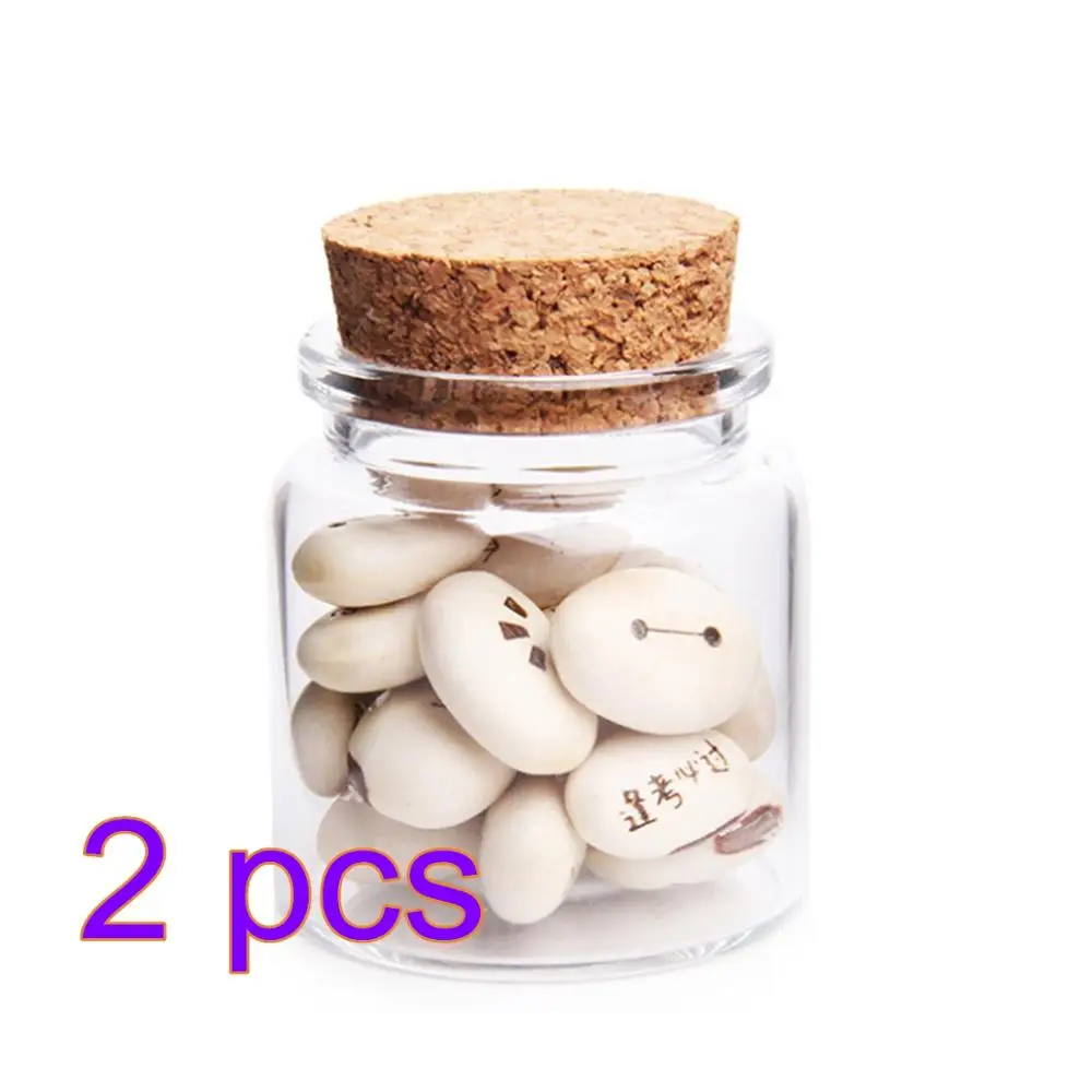 2Pcs 47*50 мм 50 мл стеклянные бутылки желая бутылка пустые пробные баночки с пробкой пробки-прозрачные - Цвет: 2Pcs