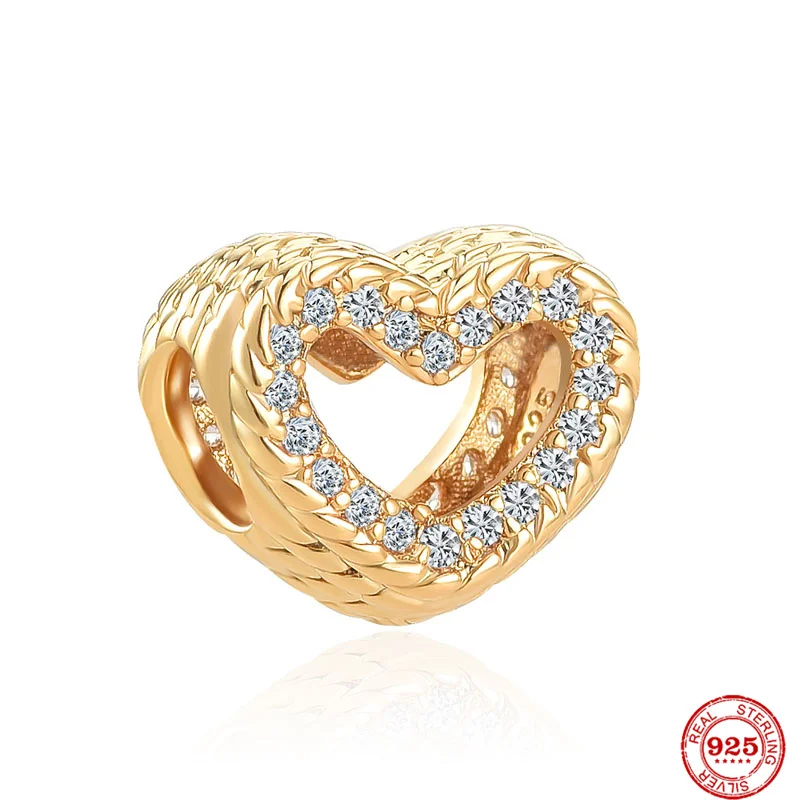 Gold&Rose Gold High Heel Paw Heart Love Charms Beads 925 Silver  Fit Original Bracelet Diy Women Jewelry 3