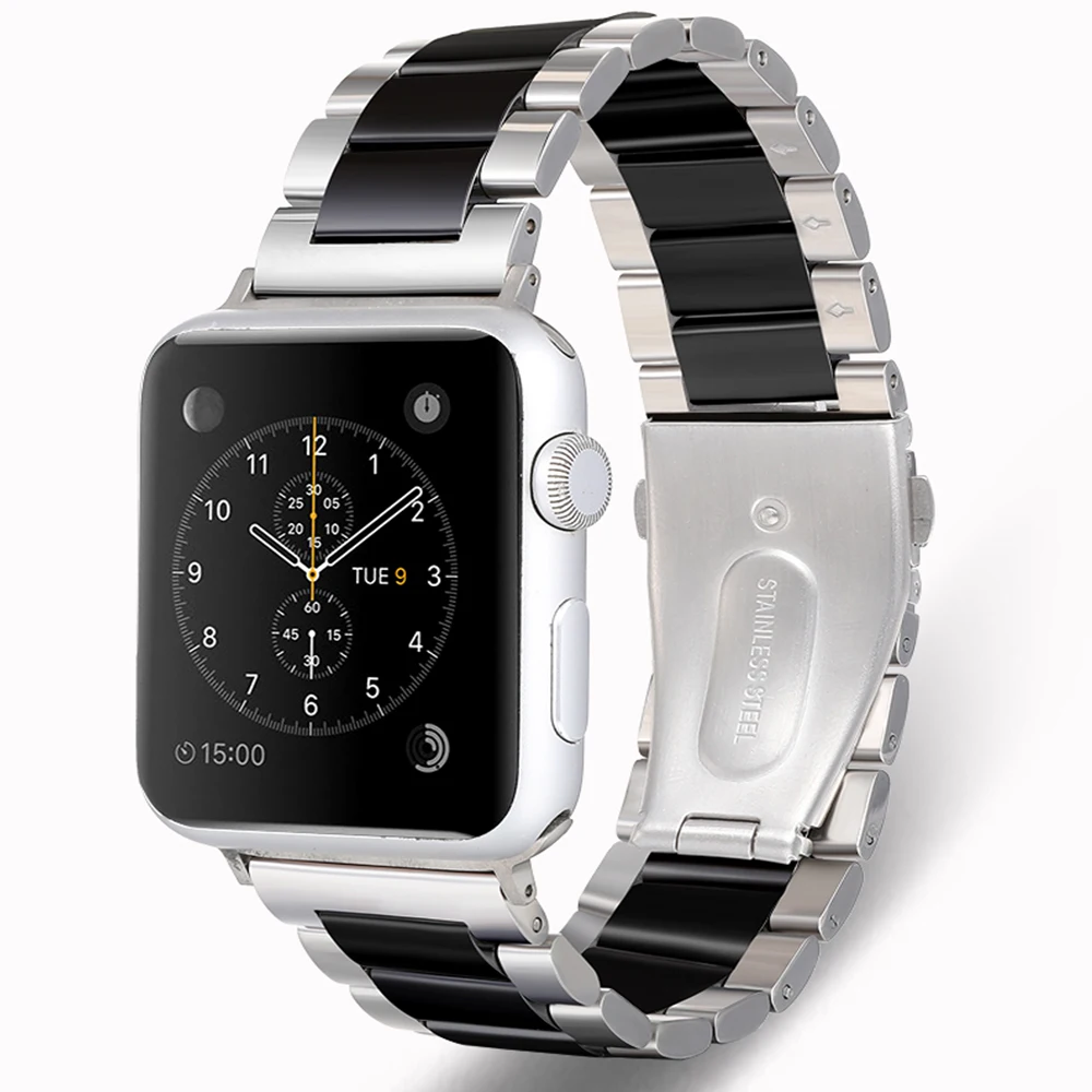 Ремешок из нержавеющей стали для Apple Watch ремешок 40 мм 44 браслет с пряжкой сменный