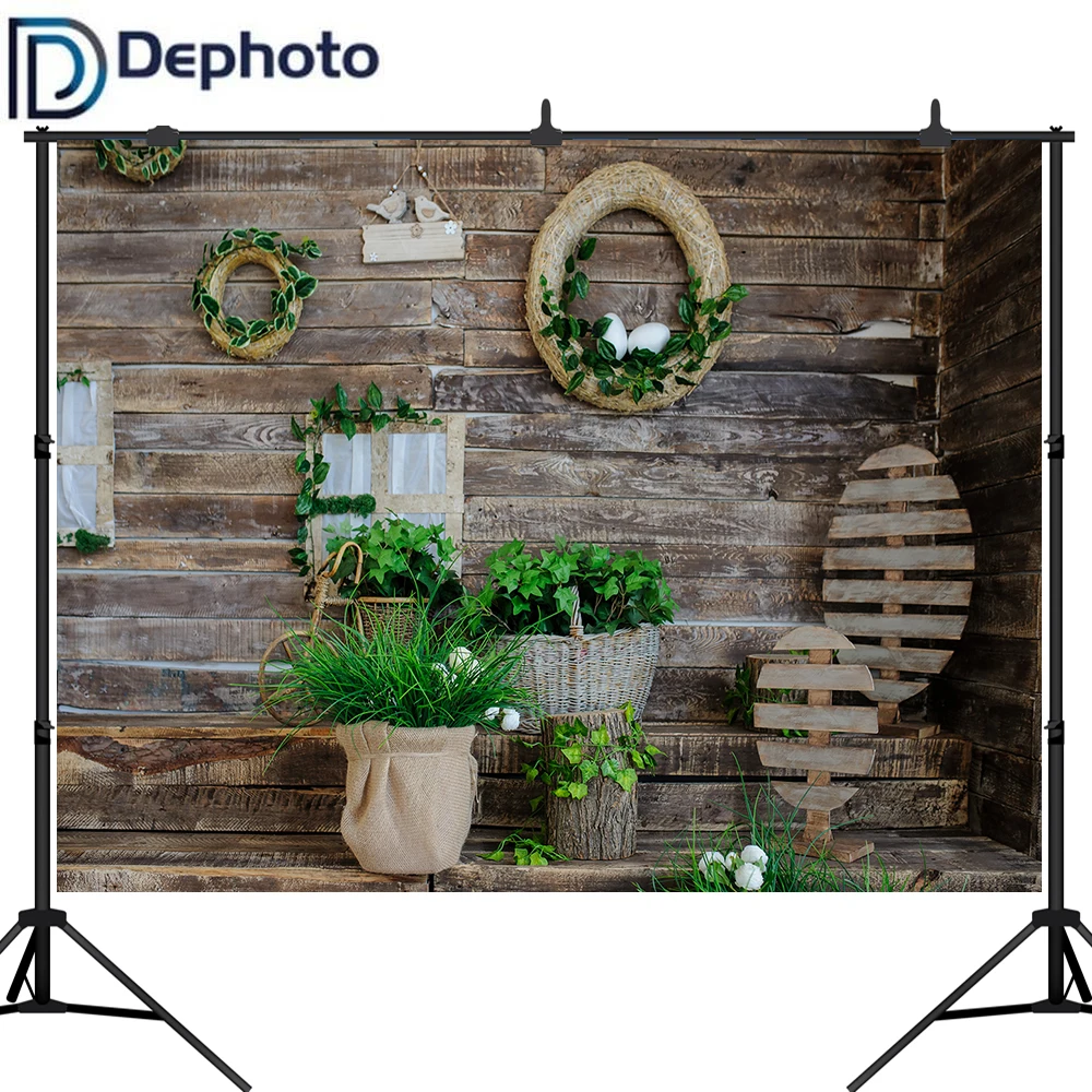 Фоны для фотосъемки с пасхальными яйцами венок деревянная стена вечерние фоны