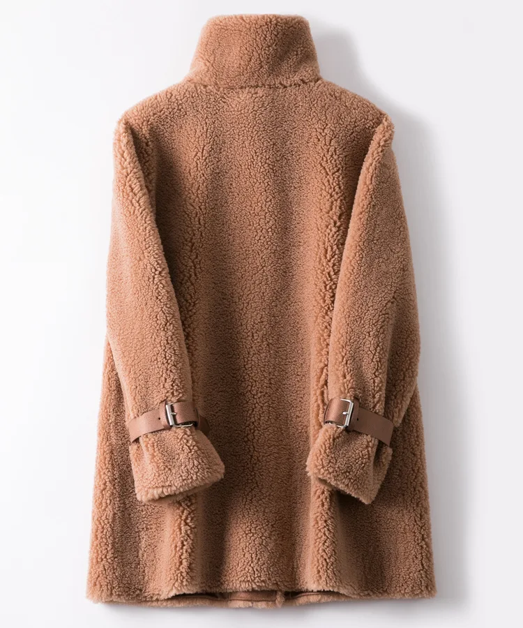 AYUNSUE овечья овчина, настоящее меховое пальто, зимняя куртка, Женское пальто из настоящей шерсти, Женская куртка, корейское длинное пальто, Manteau Femme FR0815