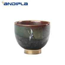 Винтажная грубая Керамическая пиала чашка керамический чайный набор кунг-фу медная Нижняя мастер чашки кран узор посуда для напитков чайная посуда украшение дома