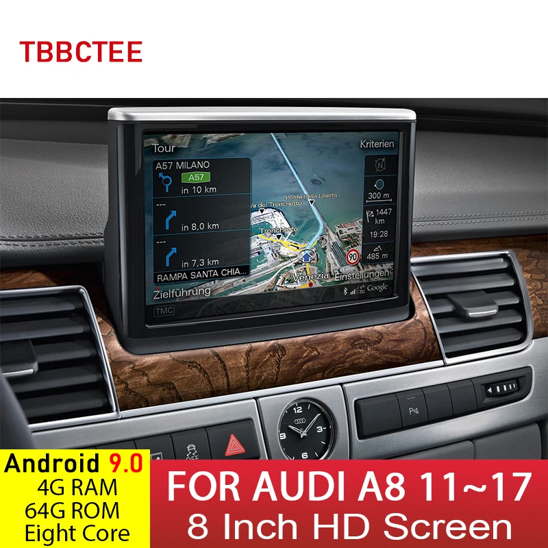 Автомобильный мультимедийный плеер с радио GPS-навигацией Wi-Fi BT Android 9.0 4 + 64 ГБ для