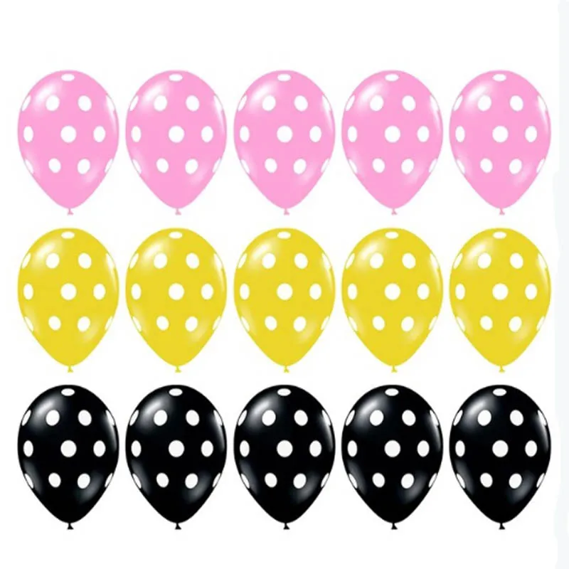 12 шт./партия, божья коровка, черные, красные, белые латексные шары в горошек, волнистые шарики на день рождения, декор для свадебной вечеринки, детские игрушки - Цвет: set