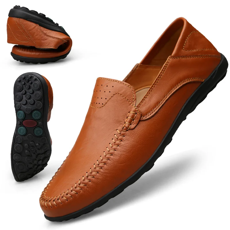 Chaussure homme/мужская повседневная кожаная обувь; Роскошные Брендовые мужские модные лоферы; Мокасины без шнуровки; обувь для вождения; sapatos masculino I