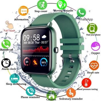 2021 Smart Watch Men Women Full Touch Blood Pressure Monitor Fitness Tracker Sport Smartwatch Watch for Android IOS Smart Clock 1
