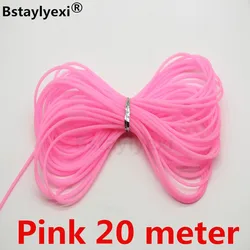 20 Meter Multicolor 2mm Hollow Rubber Tubing for Jewelry and Decorative DIY Accessories (Pink 20 meters)