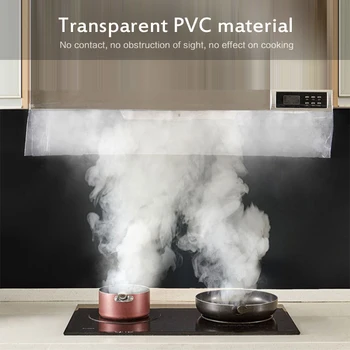 

1pcs Household Transparent PVC Range Hood Oil-proof Cover Kitchen Double-sided Adhesive Hood Oil-proof Stickers Size 200cm X15cm