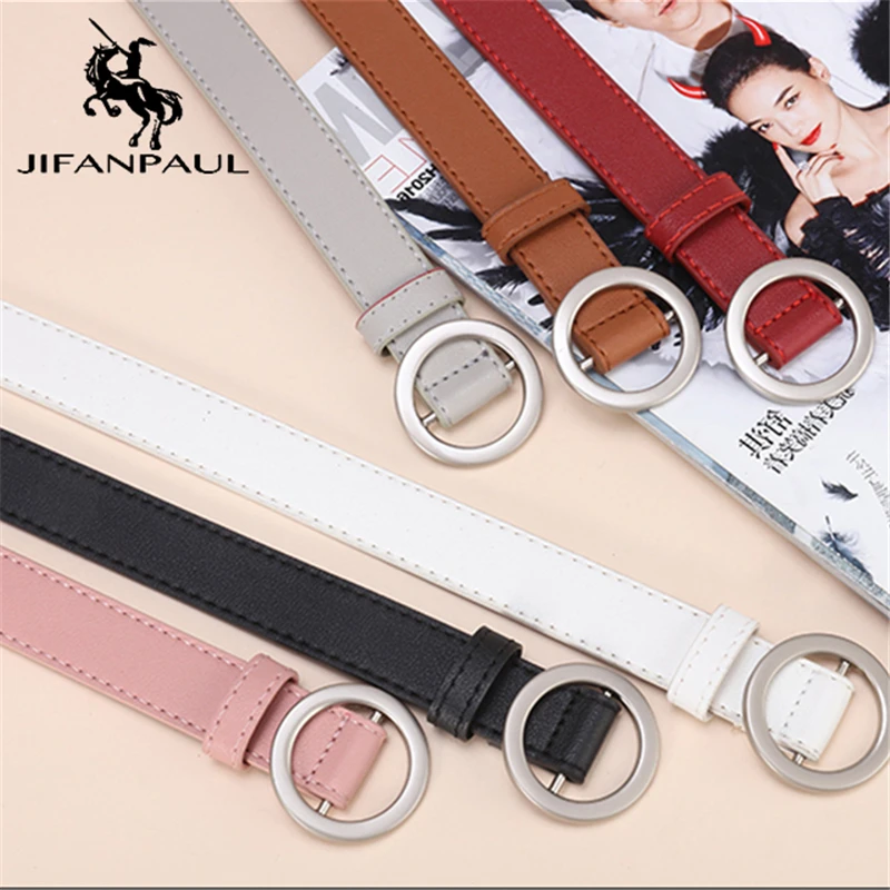 JIFANPAUL, женский кожаный, Круглый, металлический, с пряжкой, высокое качество,, модный, Ретро стиль, мягкий, студенческий, для женщин, ремень
