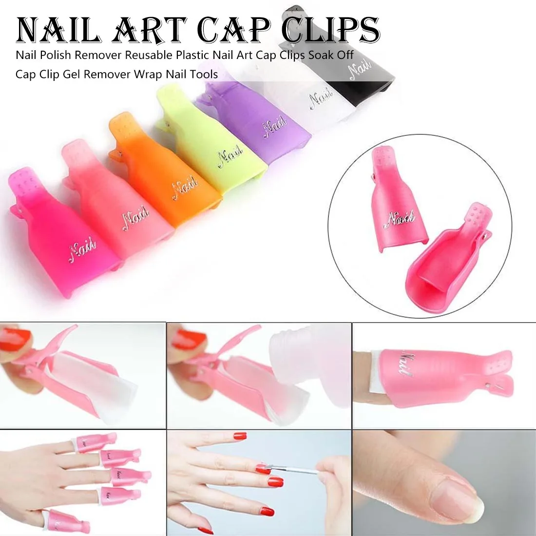10Pcs Nail Remover Nail Polish Remover Reusable Plastic Nail Polish Cap