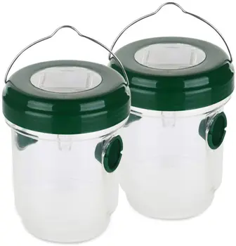 

2pcs dual entry tunnels Wasps Trap Catcher Outdoor Waterproof Reusable Solar Powered Trap with Light for Bees Wasps Hornets