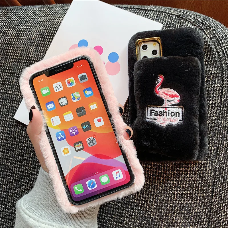 Милый пушистый Фламинго чехол для телефона для iphone 11 Pro XR XS Max X 7 8 plus 6 6s задняя крышка модный ремешок портмоне Твердые чехлы