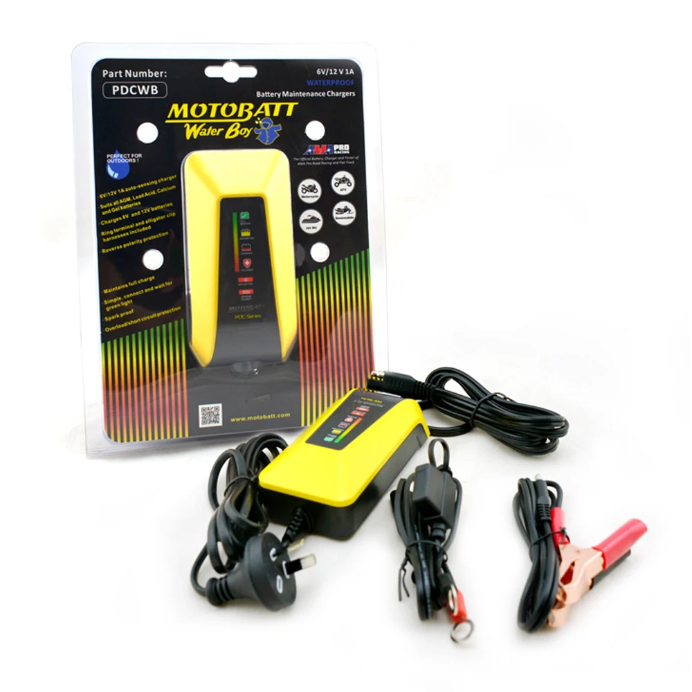 

Мотоциклетное зарядное устройство Motobatte 12 в 1 а для аккумуляторов, водонепроницаемый комплект из свинцово-кислотных и гелевых аккумуляторов AGM, Интеллектуальный водный помощник для мальчиков
