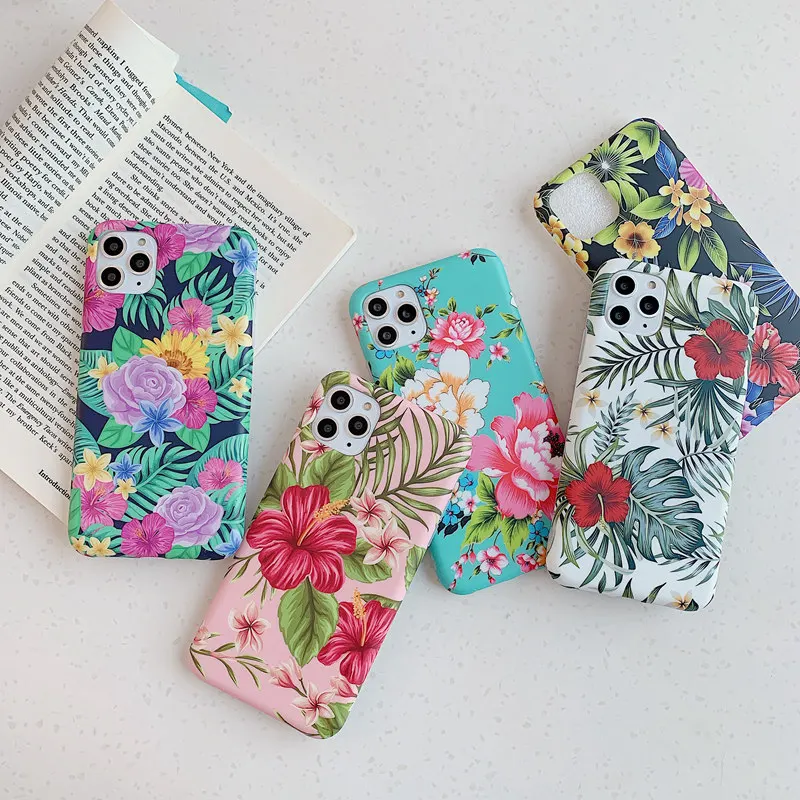 Retro Style Green Leaves Flower Phone Case For iPhone 11Pro X XS MAX XR