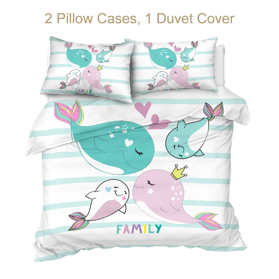 Комплект постельного белья Семейный комплект с рисунком Кита для детей