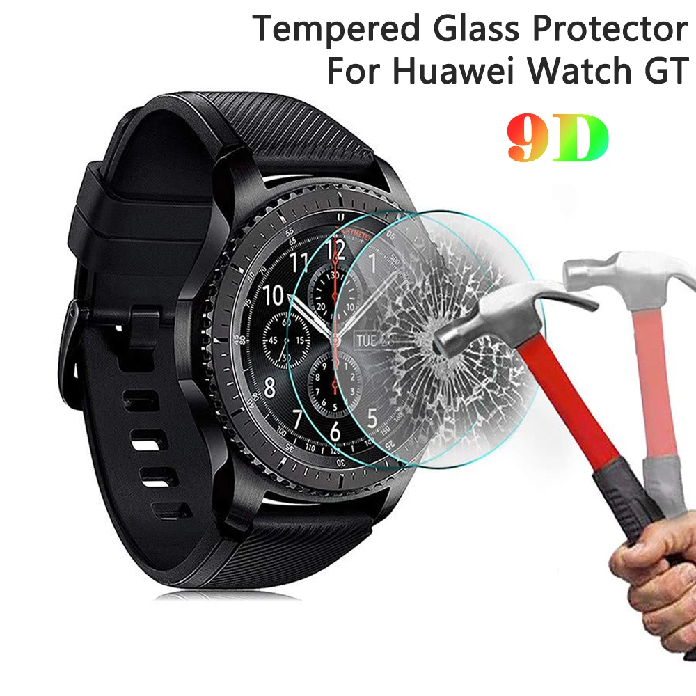 

2pcs Watch case For Huawei Watch GT Tempered Glass Screen Protector Protective Film Anti Explosion Anti-shatter