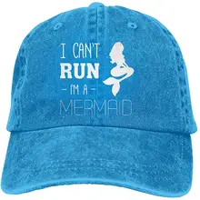 Can't Run-Русалка взрослая Пряжа-окрашенная джинсовая шляпа от солнца регулируемая бейсболка