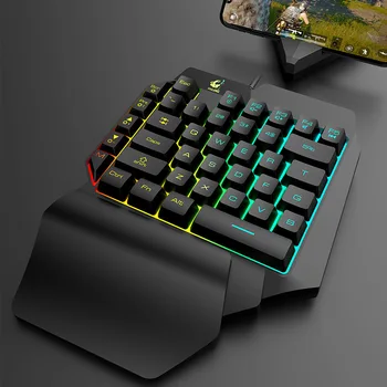 

One-Handed Gaming Keyboard RGB Backlit Cellphone External Gaming Keypad Mechanical Keyboard Gaming Keyboards for Tablet Desktop