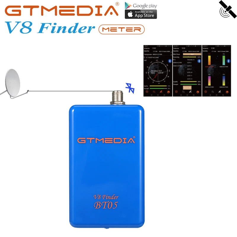 Gtmedia-localizador de Satélite v8 para tv Receptor de Satélite Localizador de Satélite Suporta Aplicativo Ios Android Bateria Embutida