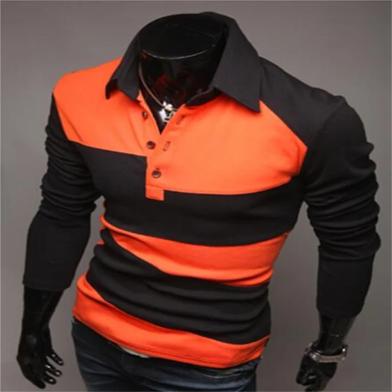 Мужская футболка с длинным рукавом, дышащая рубашка для отдыха, рубашки для гольфа - Цвет: Оранжевый